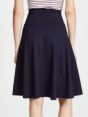 Susana Monaco High Waisted Tea Skirt Navy Blue Flare A-Line Stretch Size XS